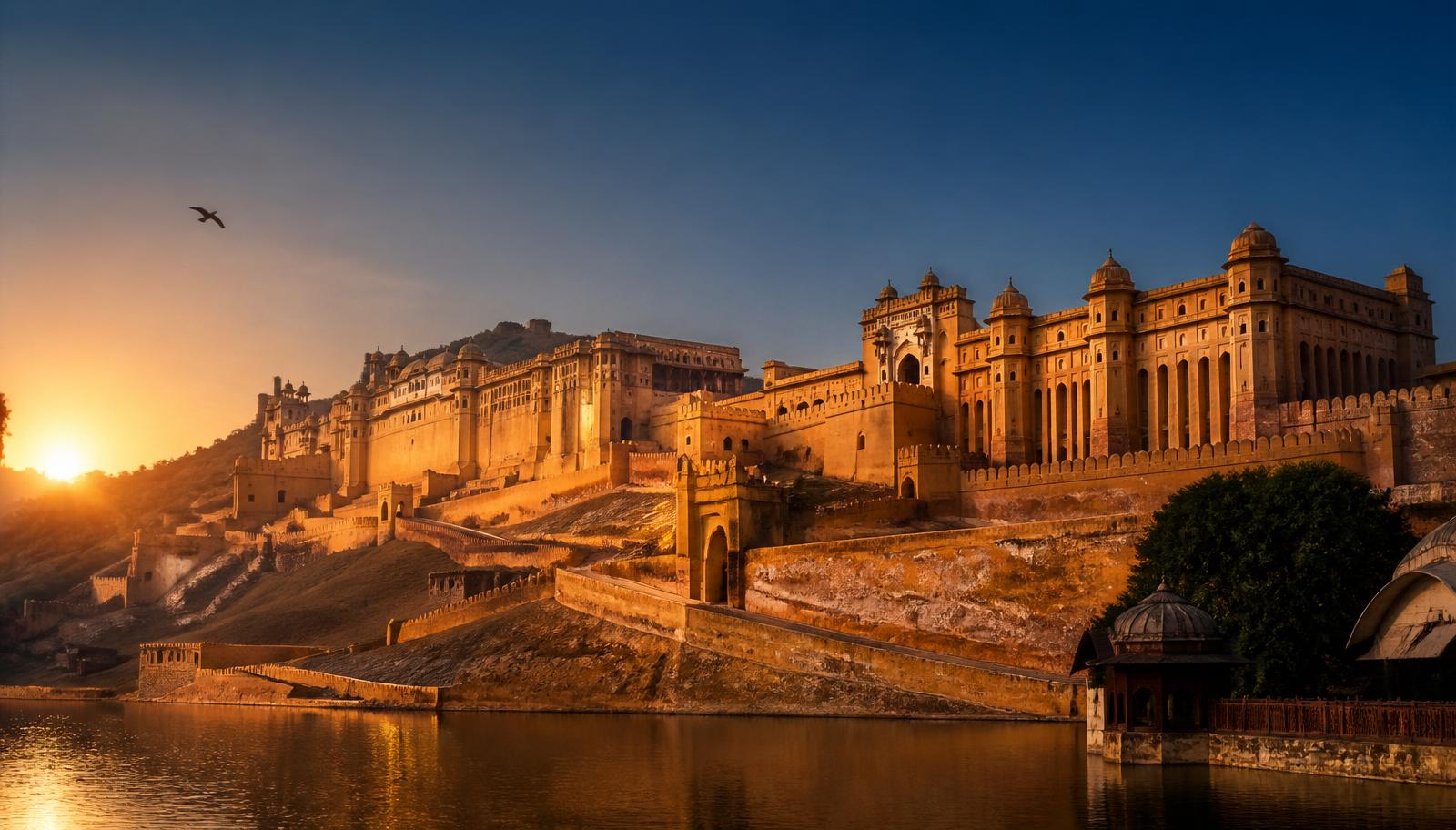 Amber Fort in Rajasthan at sunrise